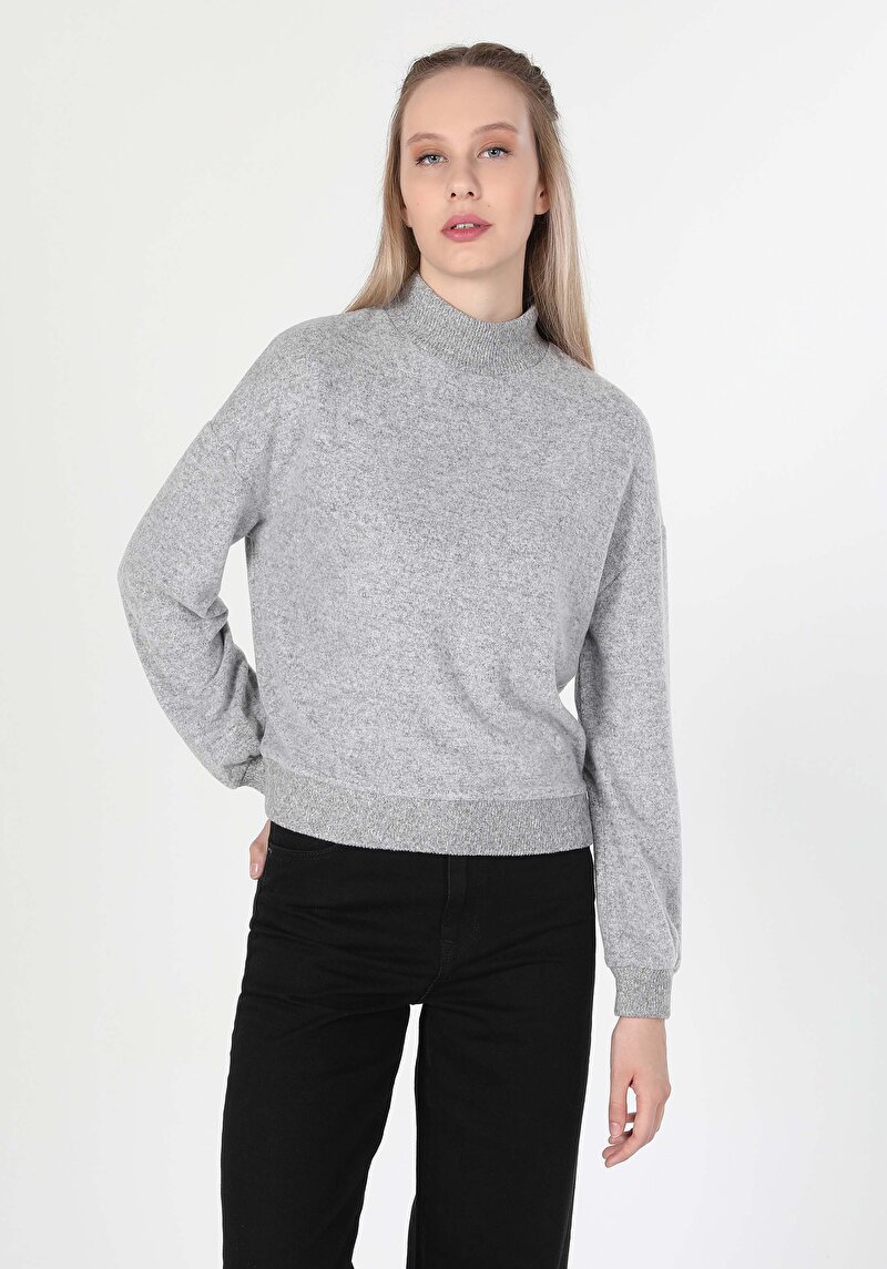 Imagine a Tricou Cu Maneca Lunga De Dama Gri Regular Fit Cl1055475