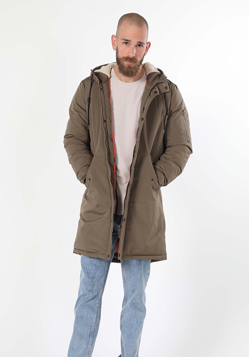 Imagine a Palton Bej Pentru Bărbați Regular Fit