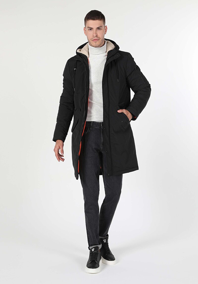 Imagine a Palton De Barbati Negru Regular Fit  Cl1055715