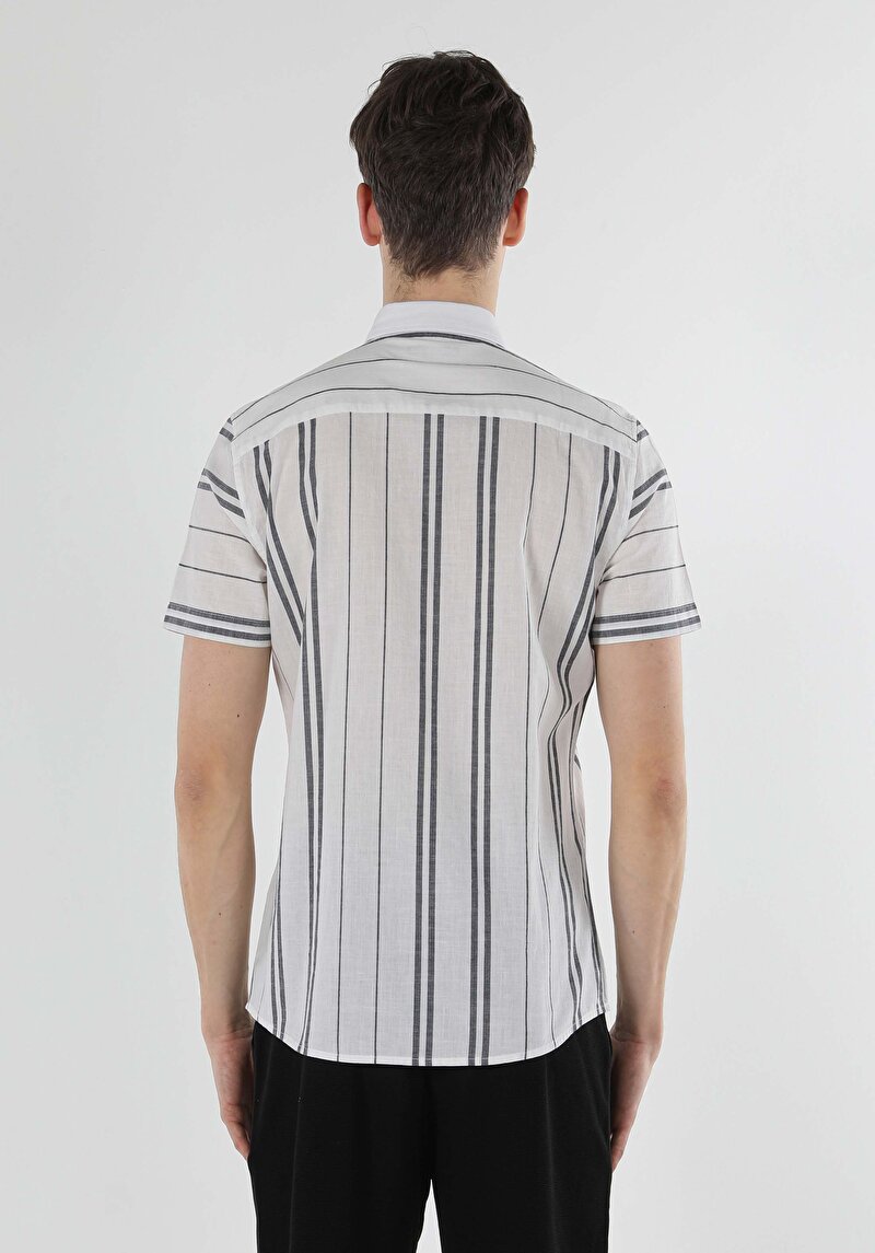 Afișați detalii pentru Camasa Cu Maneca Scurta De Barbati Alb Slim Fit  Cl1056707