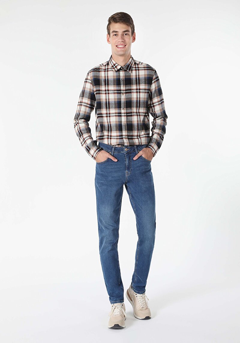 Imagine a Camasa Cu Maneca Lunga De Barbati Bej Slim Fit  Cl1061370