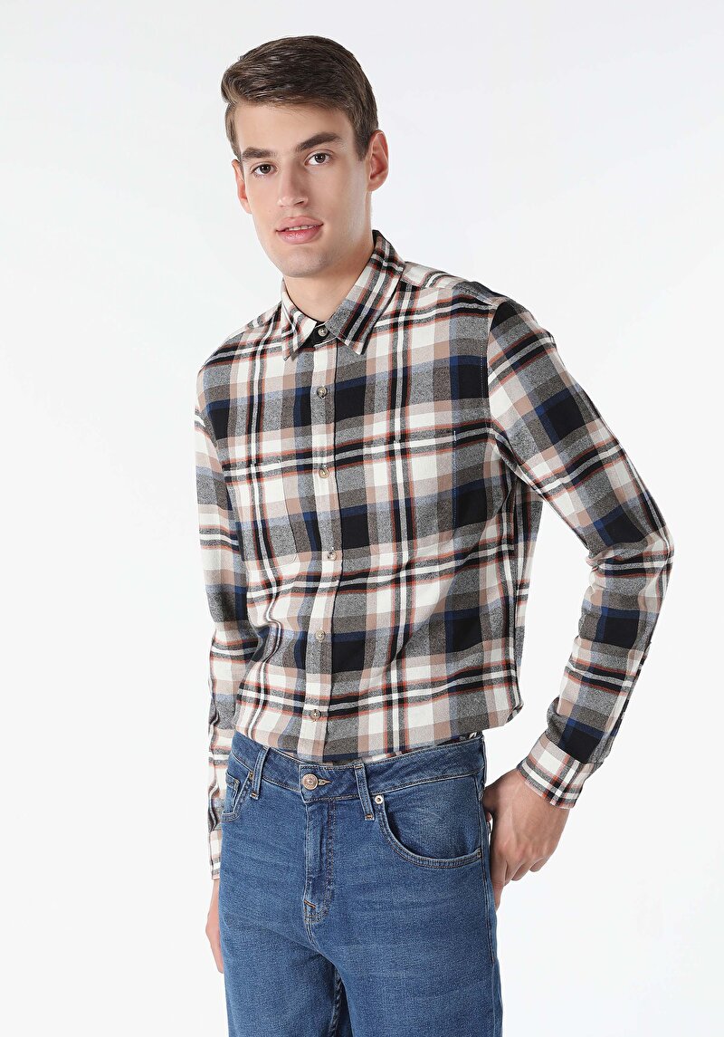 Afișați detalii pentru Camasa Cu Maneca Lunga De Barbati Bej Slim Fit  Cl1061370