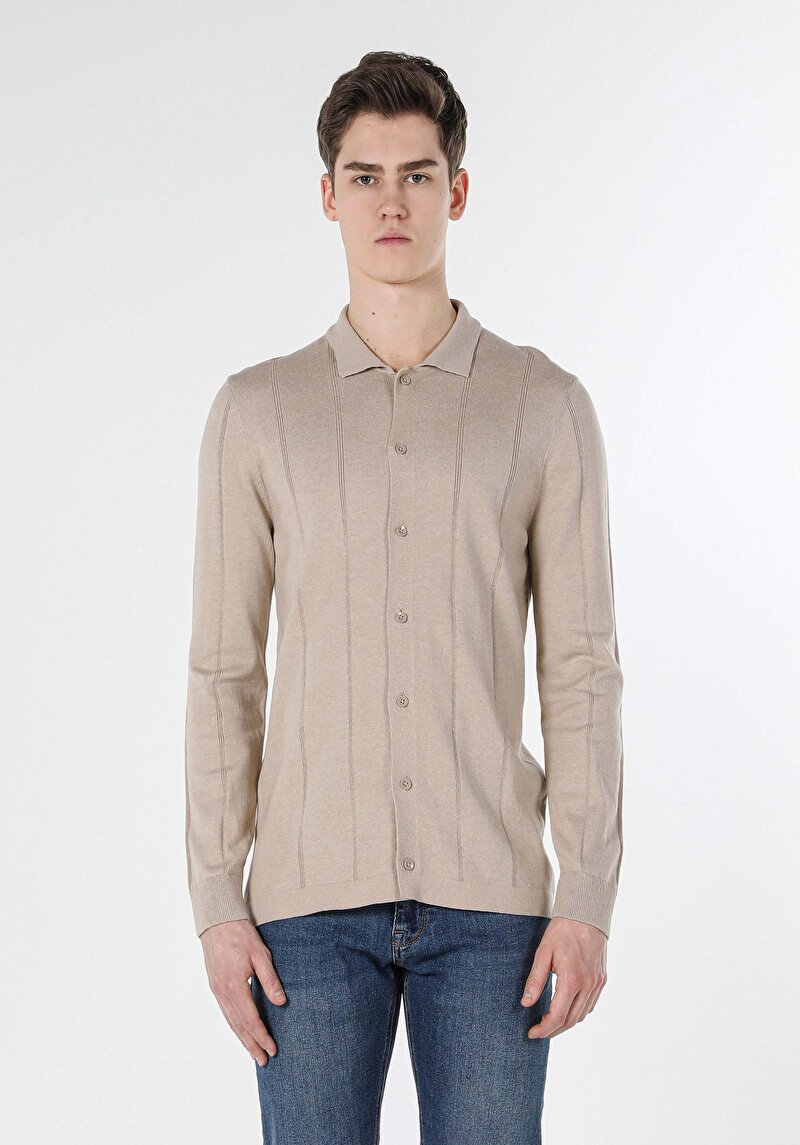 Afișați detalii pentru Cardigan De Barbati Bej Slim Fit  Cl1056906