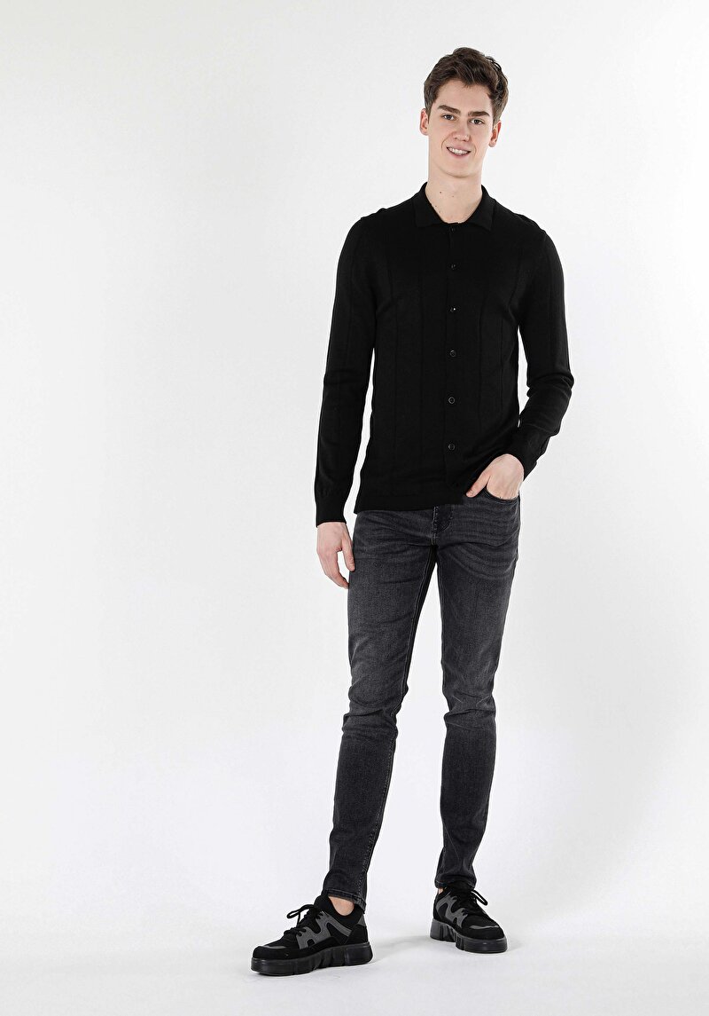 Imagine a Cardigan De Barbati Negru Slim Fit  Cl1056906