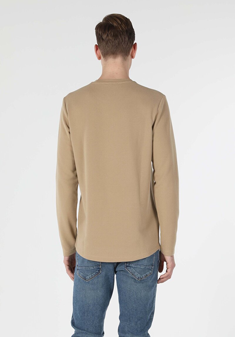 Imagine a Tricou Cu Maneca Lunga De Barbati Bej Regular Fit Cl1056943