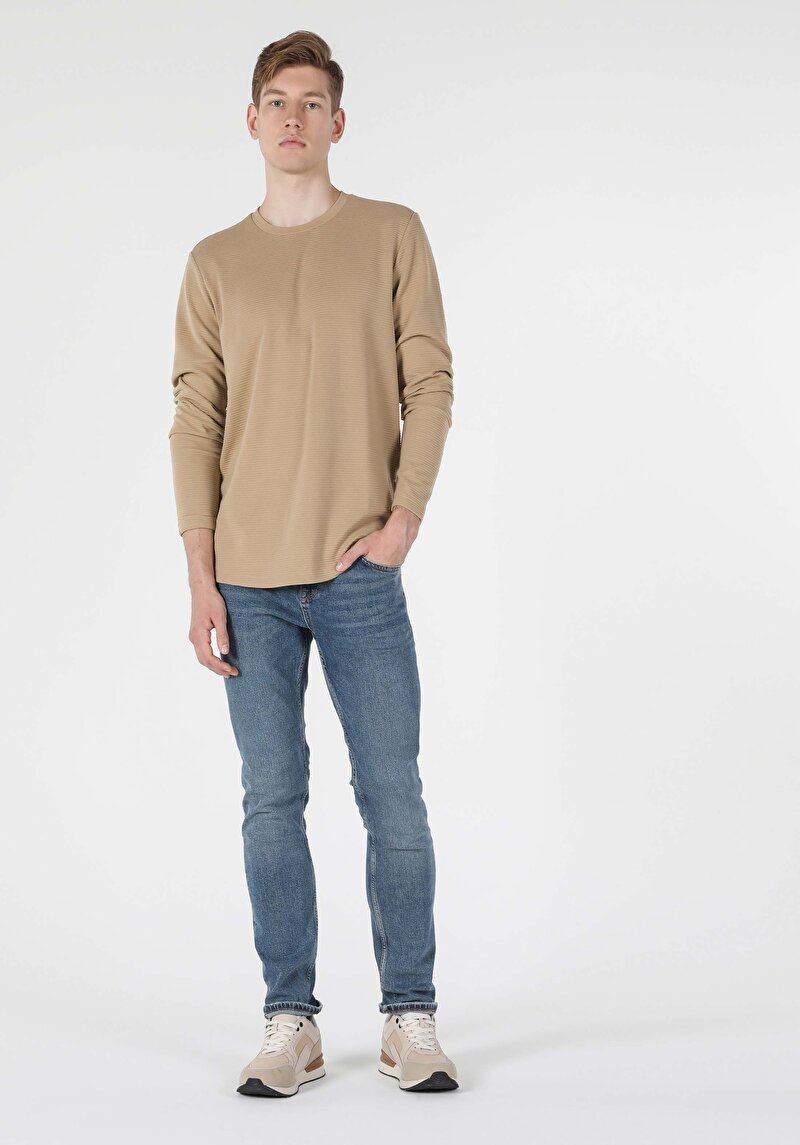 Imagine a Tricou Cu Maneca Lunga De Barbati Bej Regular Fit Cl1056943