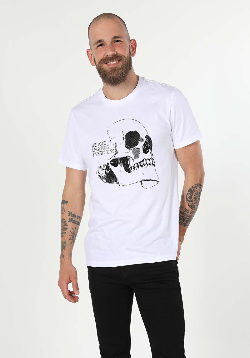 Imagine a Tricou Cu Maneca Scurta De Barbati Alb Regular Fit  Cl1057568