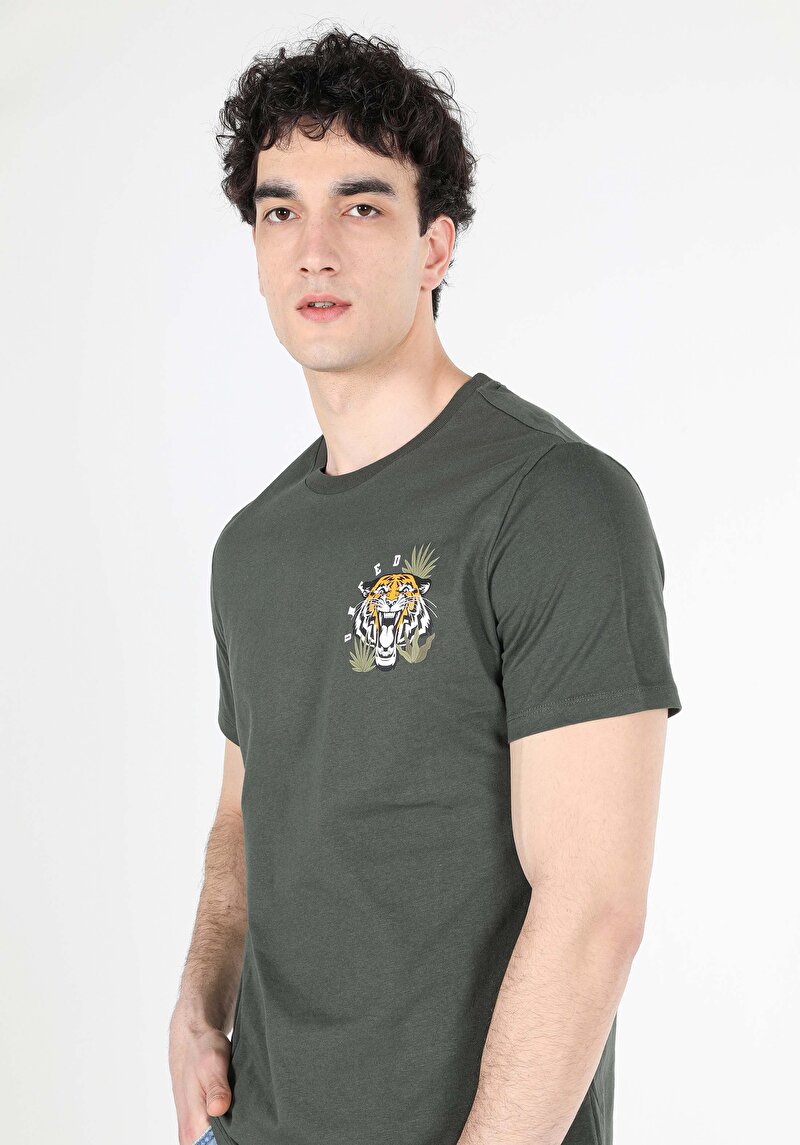 Imagine a Tricou Cu Maneca Scurta De Barbati Kaki Regular Fit  Cl1057629