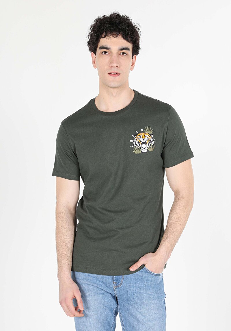 Afișați detalii pentru Tricou Cu Maneca Scurta De Barbati Kaki Regular Fit  Cl1057629