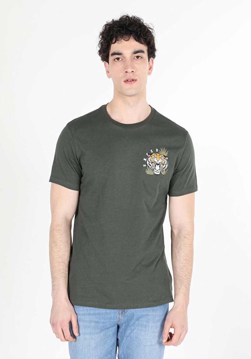 Afișați detalii pentru Tricou Cu Maneca Scurta De Barbati Kaki Regular Fit  Cl1057629