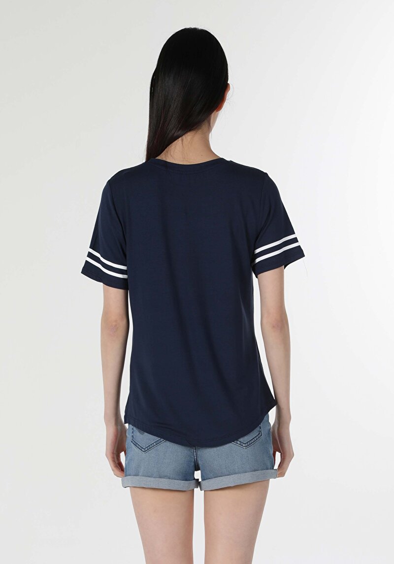 Afișați detalii pentru Tricou Cu Maneca Scurta De Dama Albastru Marin Regular Fit  Cl1058135