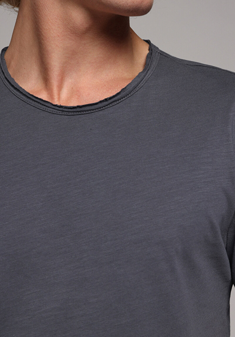 Imagine a Regular Fit Round Neck Drept Bărbați Antracit Tricou Cu Mânecă Scurtă