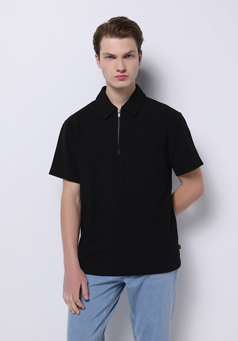 Imagine a Tricou Polo Cu Maneca Scurta De Barbati Negru Comfort Fit Cl1071894
