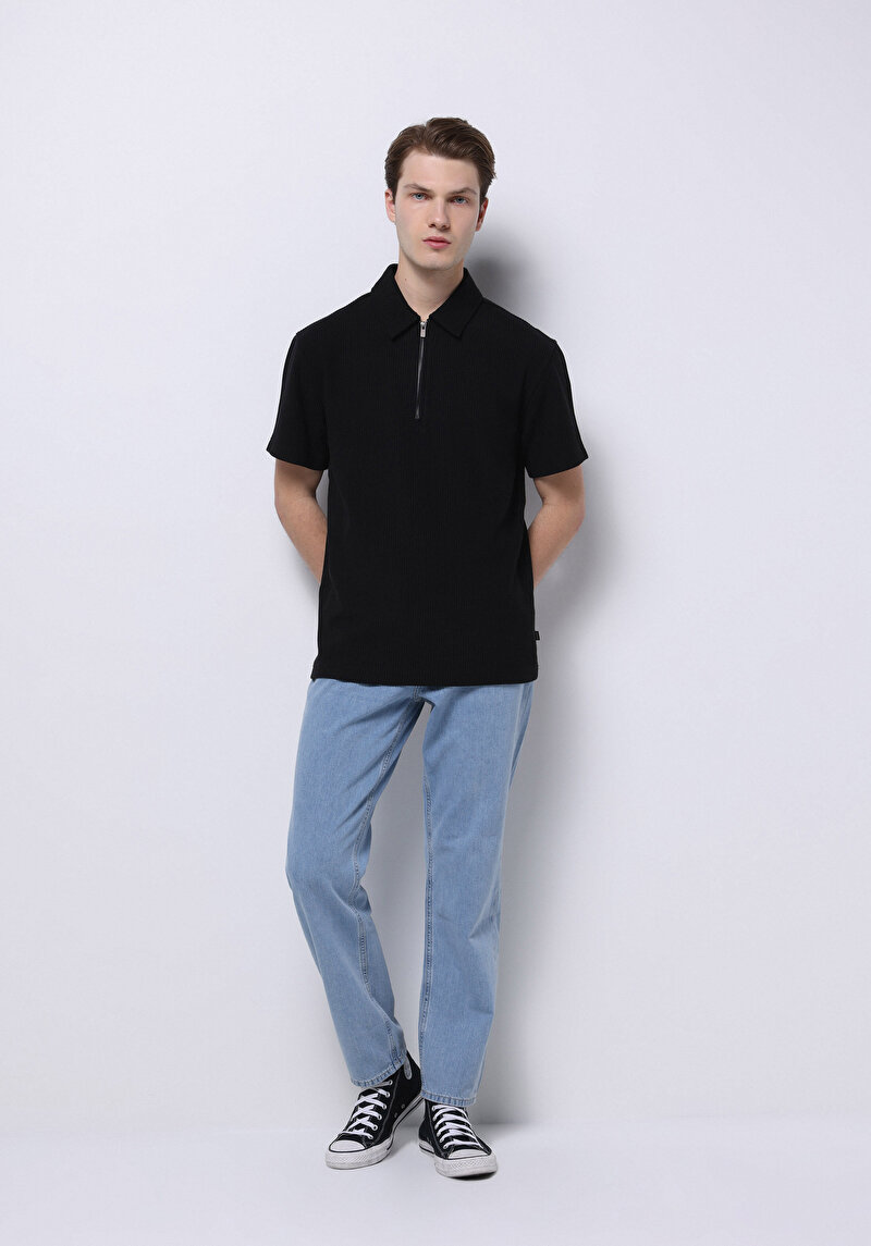 Imagine a Tricou Polo Cu Maneca Scurta De Barbati Negru Comfort Fit  Cl1071894