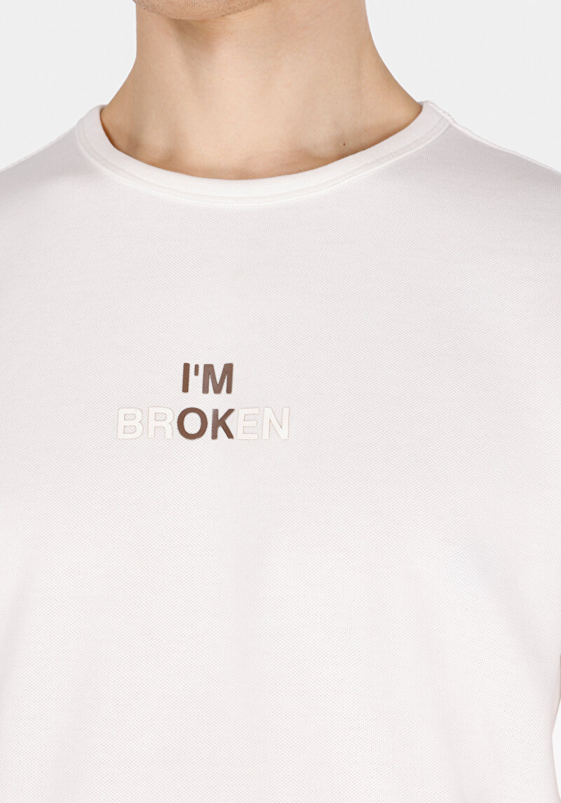 Imagine a Regular Fit Round Neck Drept Bărbați Alb Mânecă Scurtă Tricou