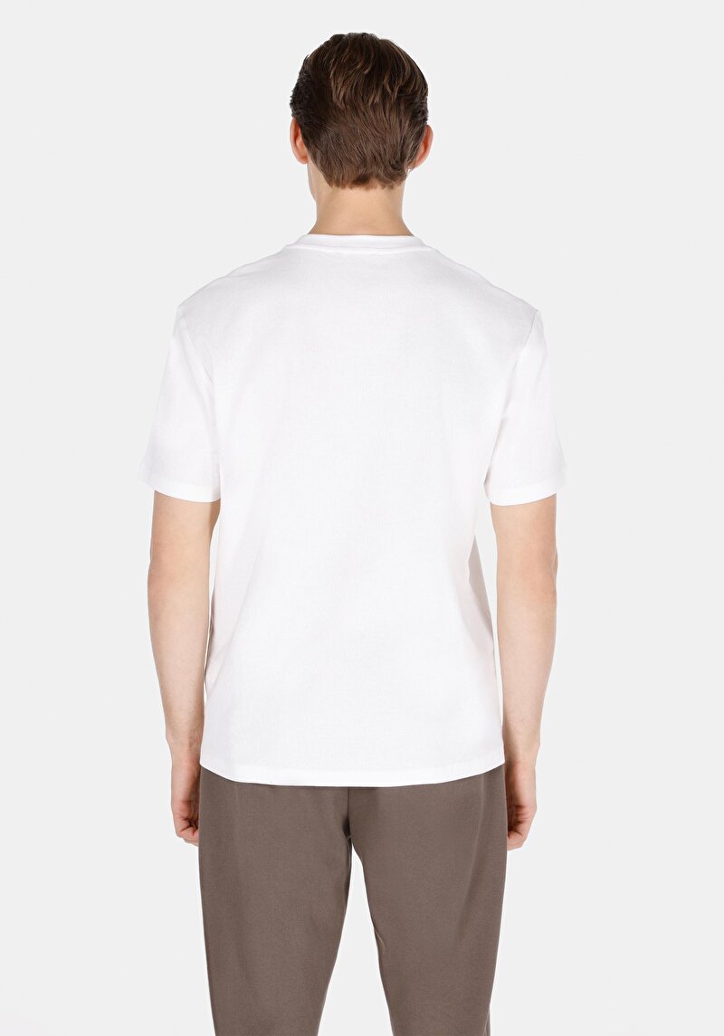 Imagine a Comfort Fit Round Neck Jacquard Tricou Alb Cu Mânecă Scurtă Pentru Bărbați