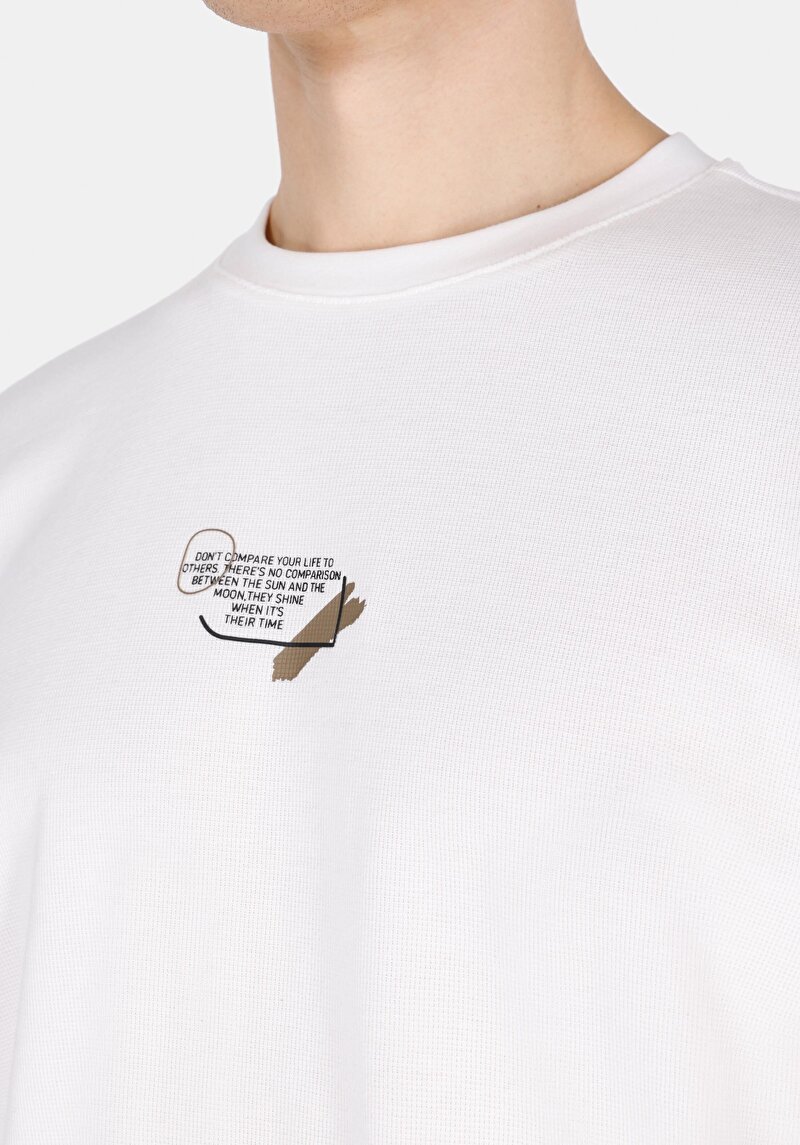 Imagine a Comfort Fit Round Neck Jacquard Tricou Alb Cu Mânecă Scurtă Pentru Bărbați