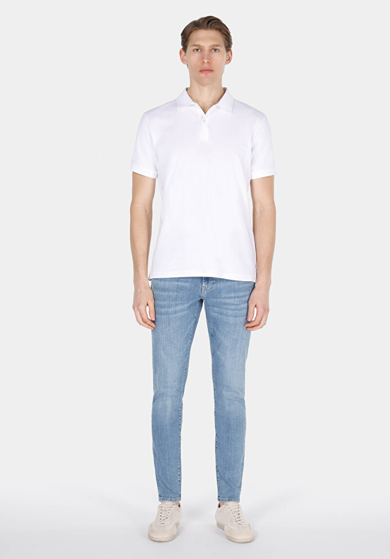 Imagine a Slim Fit Talie Joasă Picior Îngust Blugi İndigo Pentru Bărbați