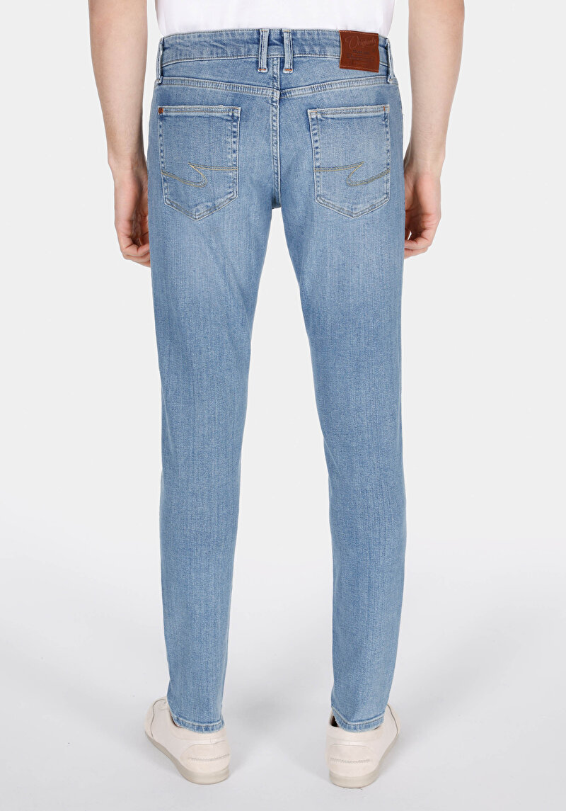 Afișați detalii pentru Slim Fit Talie Joasă Picior Îngust Blugi İndigo Pentru Bărbați