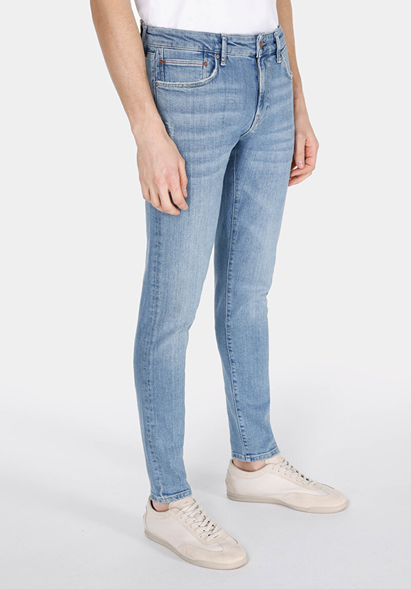 Afișați detalii pentru Slim Fit Talie Joasă Picior Îngust Blugi İndigo Pentru Bărbați