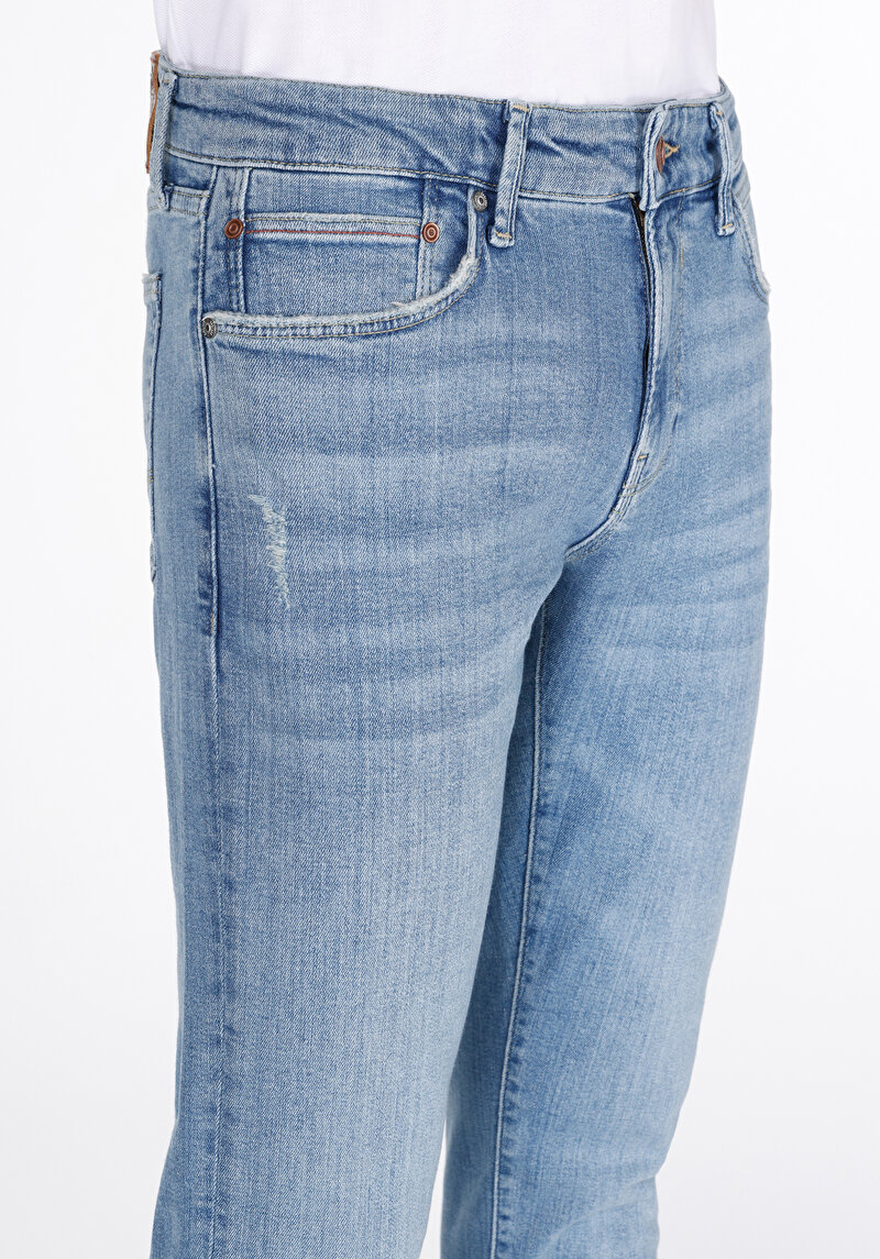 Afișați detalii pentru Slim Fit Talie Joasă Picior Îngust Blugi İndigo Pentru Bărbați