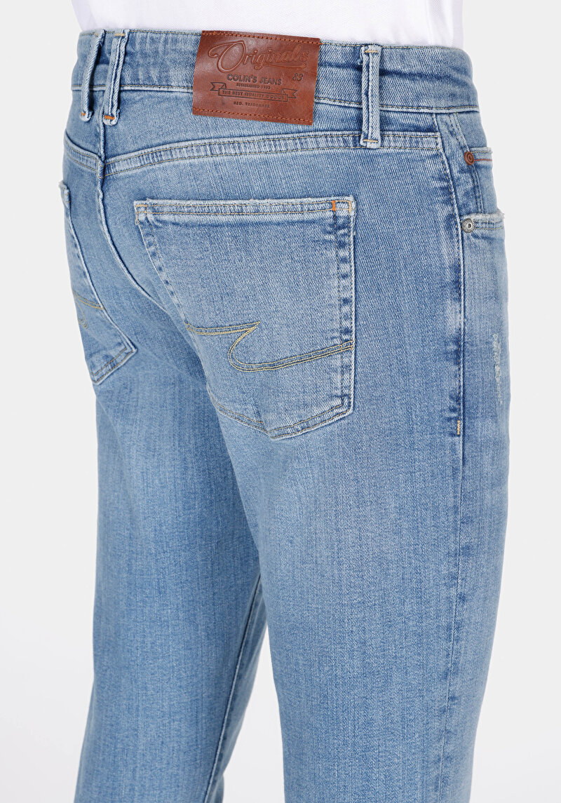 Afișați detalii pentru Slim Fit Talie Joasă Picior Îngust Blugi İndigo Pentru Bărbați