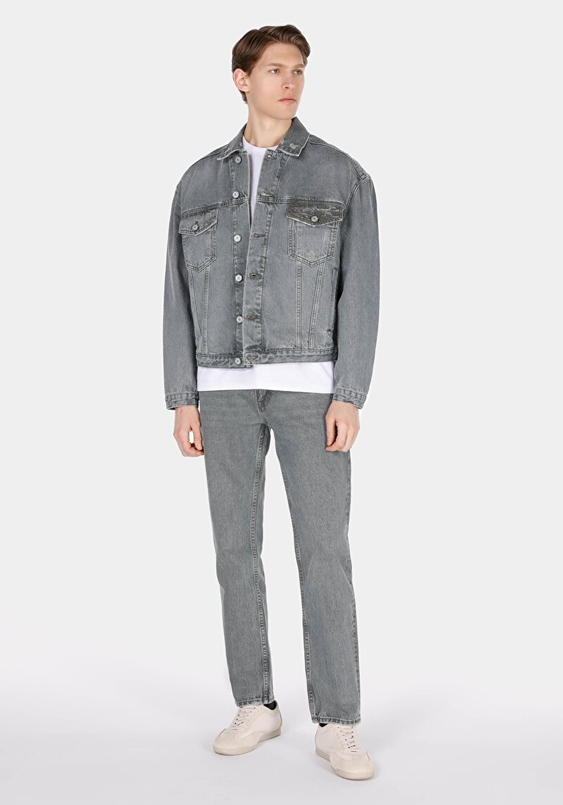 Afișați detalii pentru Jachetă Neagră Pentru Bărbați Oversize Fit Cu Nasturi Și Fără Căptușeală