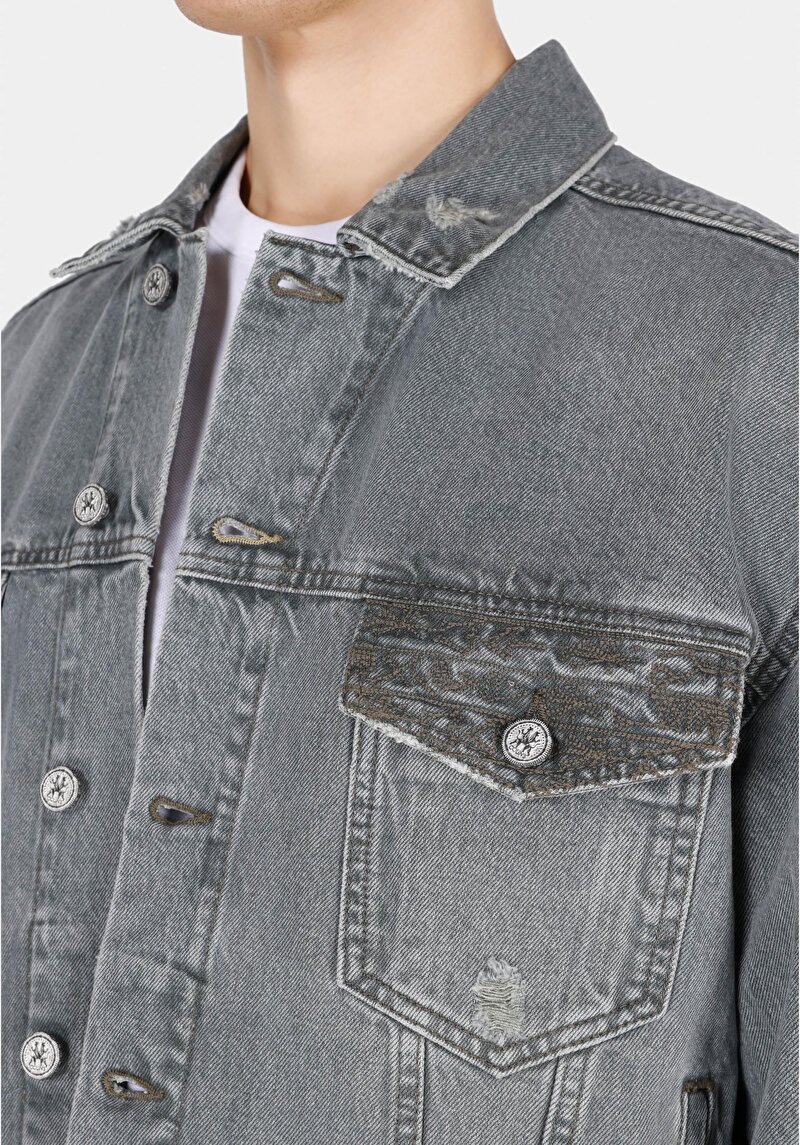 Afișați detalii pentru Jachetă Neagră Pentru Bărbați Oversize Fit Cu Nasturi Și Fără Căptușeală