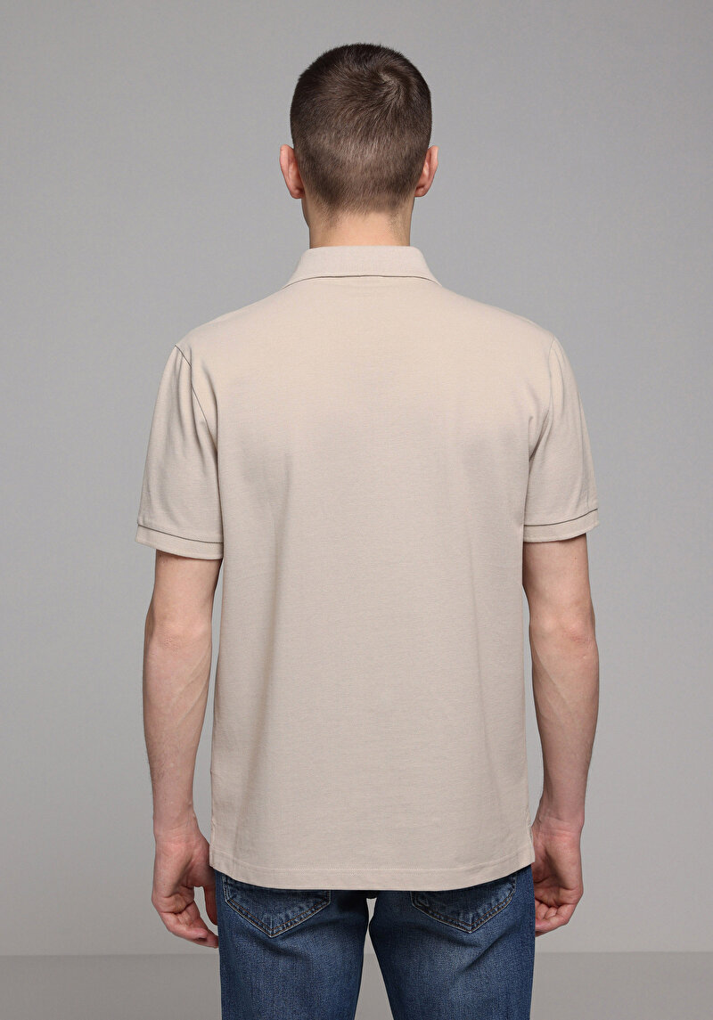 Imagine a Tricou Polo Cu Maneca Scurta De Barbati Bej Regular Fit Cl1073960