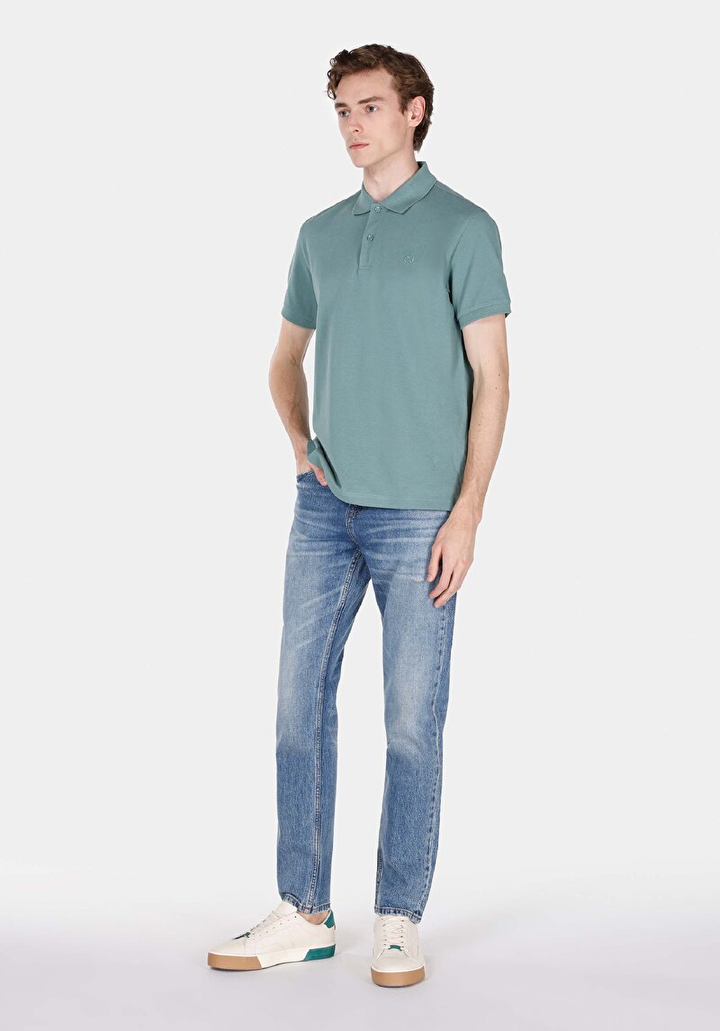 Afișați detalii pentru Tricou Polo Cu Maneca Scurta De Barbati Verde Regular Fit  Cl1073960