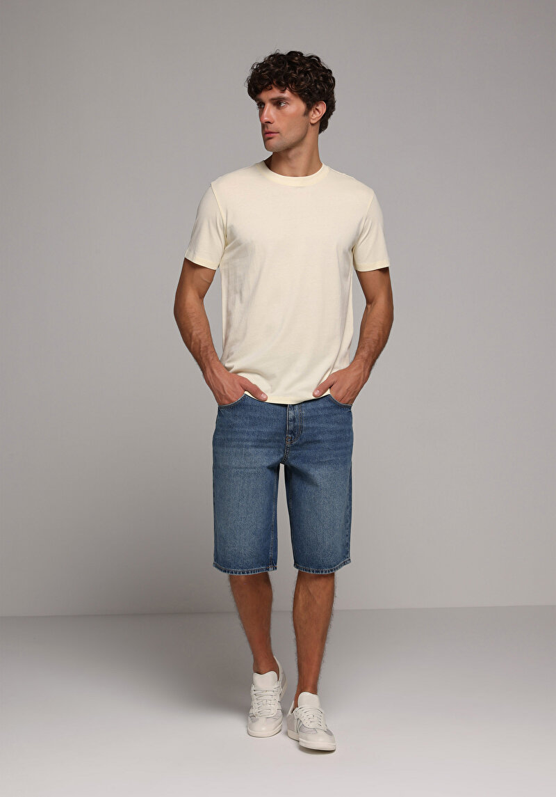 Imagine a Regular Fit Round Neck Drept Sari Tricou Cu Mânecă Scurtă Pentru Bărbați