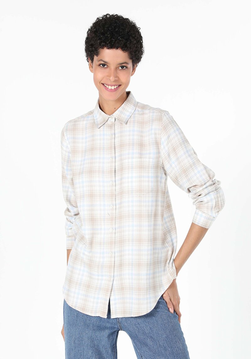 Imagine a Camasa Cu Maneca Lunga De Dama Bej Regular Fit  Cl1061496