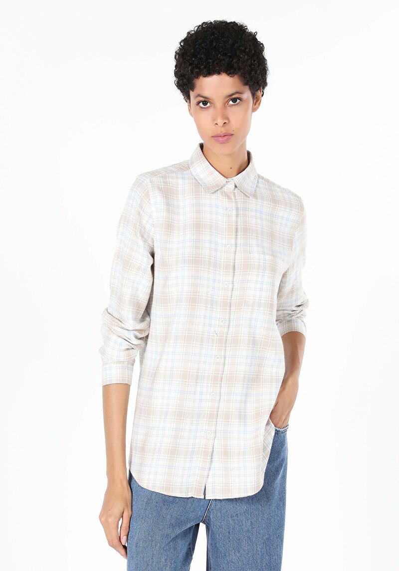 Imagine a Camasa Cu Maneca Lunga De Dama Bej Regular Fit Cl1061496