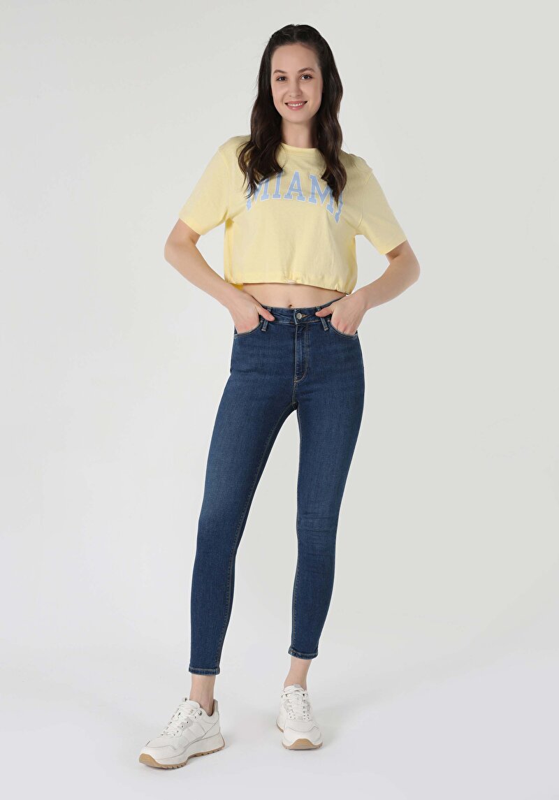 Imagine a Skinny Fit Talie Medie Picior Îngust Blugi Din Denim Pentru Femei