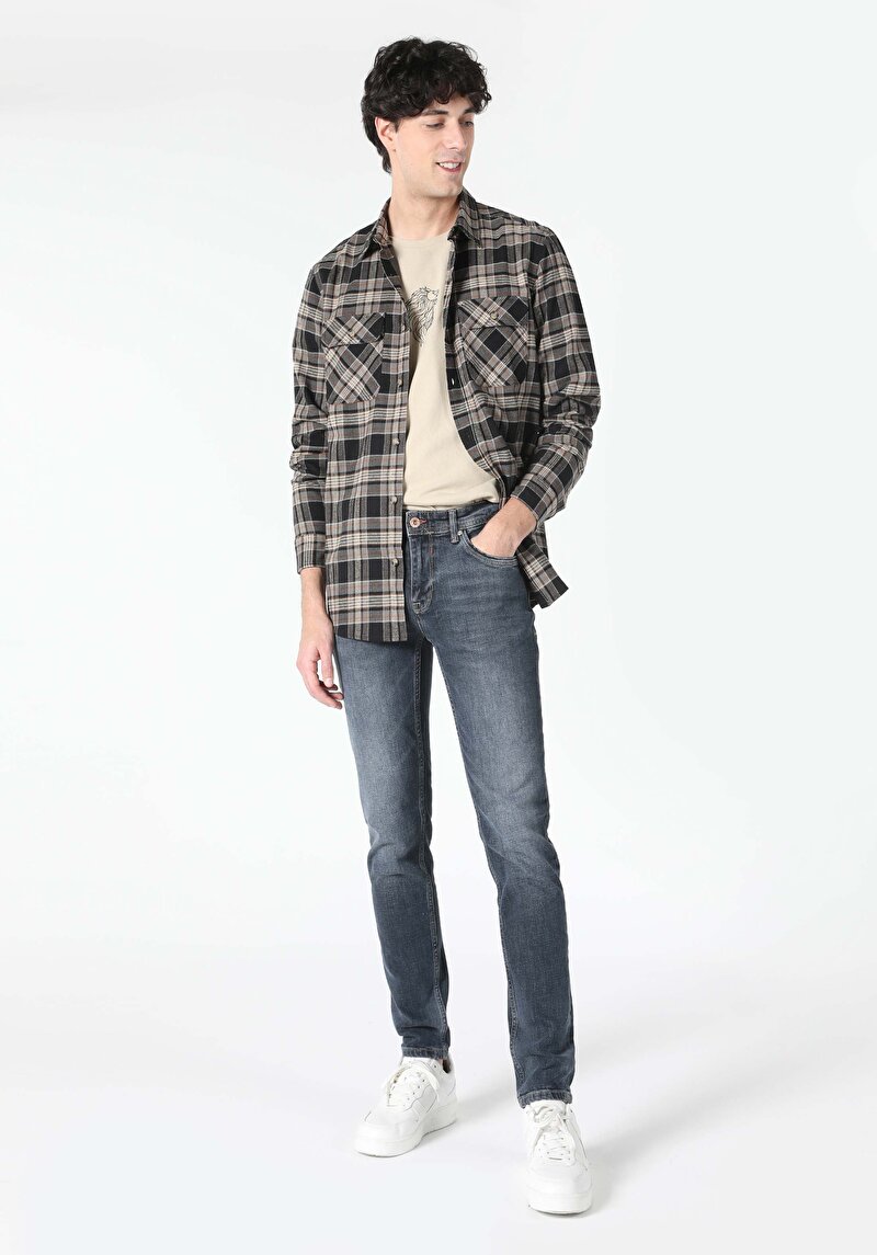 Imagine a Pantaloni De Barbati Albastru Slim Fit 041 Danny Cl1062394