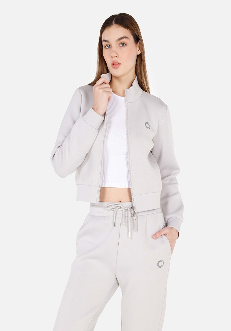 Imagine a Regular Fit Hanorac Gri Pentru Femei Cu Fermoar