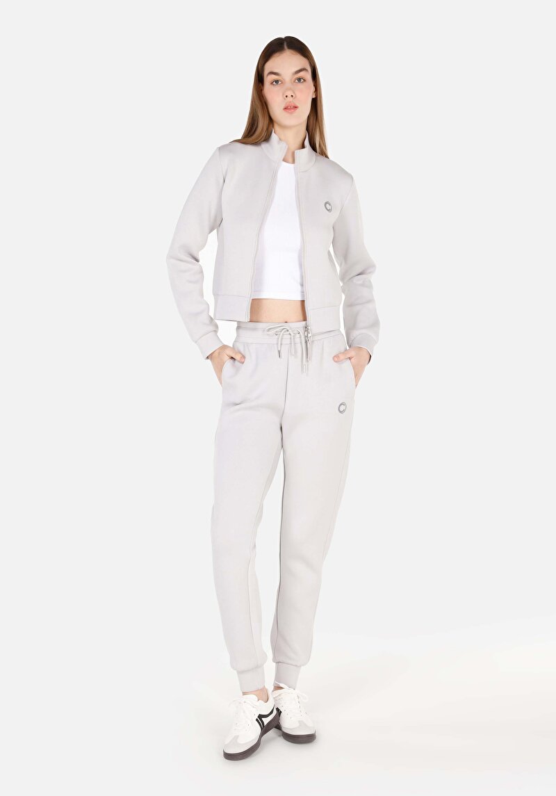 Imagine a Regular Fit Hanorac Gri Pentru Femei Cu Fermoar