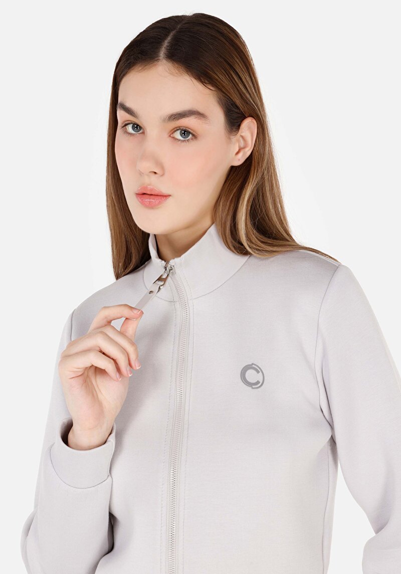 Imagine a Regular Fit Hanorac Gri Pentru Femei Cu Fermoar