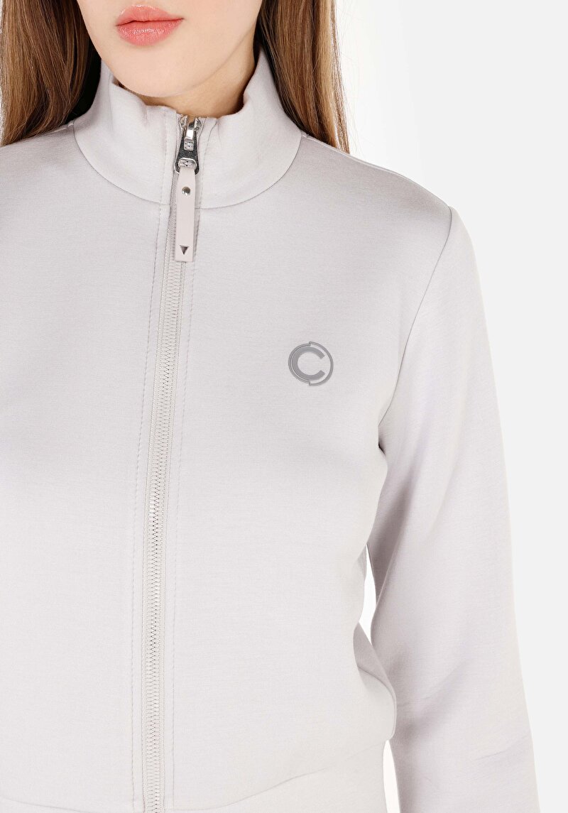 Afișați detalii pentru Regular Fit Hanorac Gri Pentru Femei Cu Fermoar