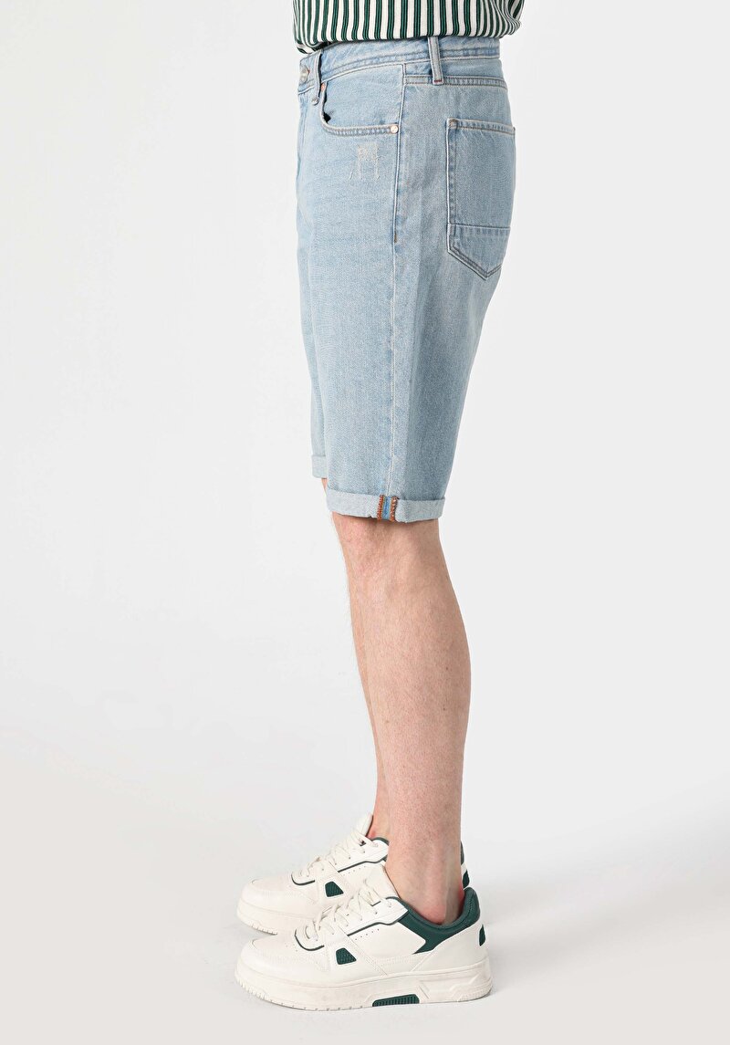 Afișați detalii pentru Blugi Scurti De Barbati Albastru Regular Fit 045 DAVID