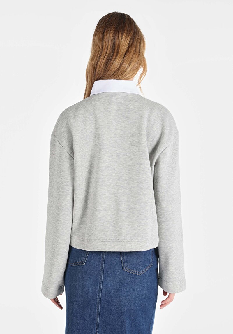 Afișați detalii pentru Tricou Cu Maneca Lunga De Dama Gri Regular Fit  Cl1065094