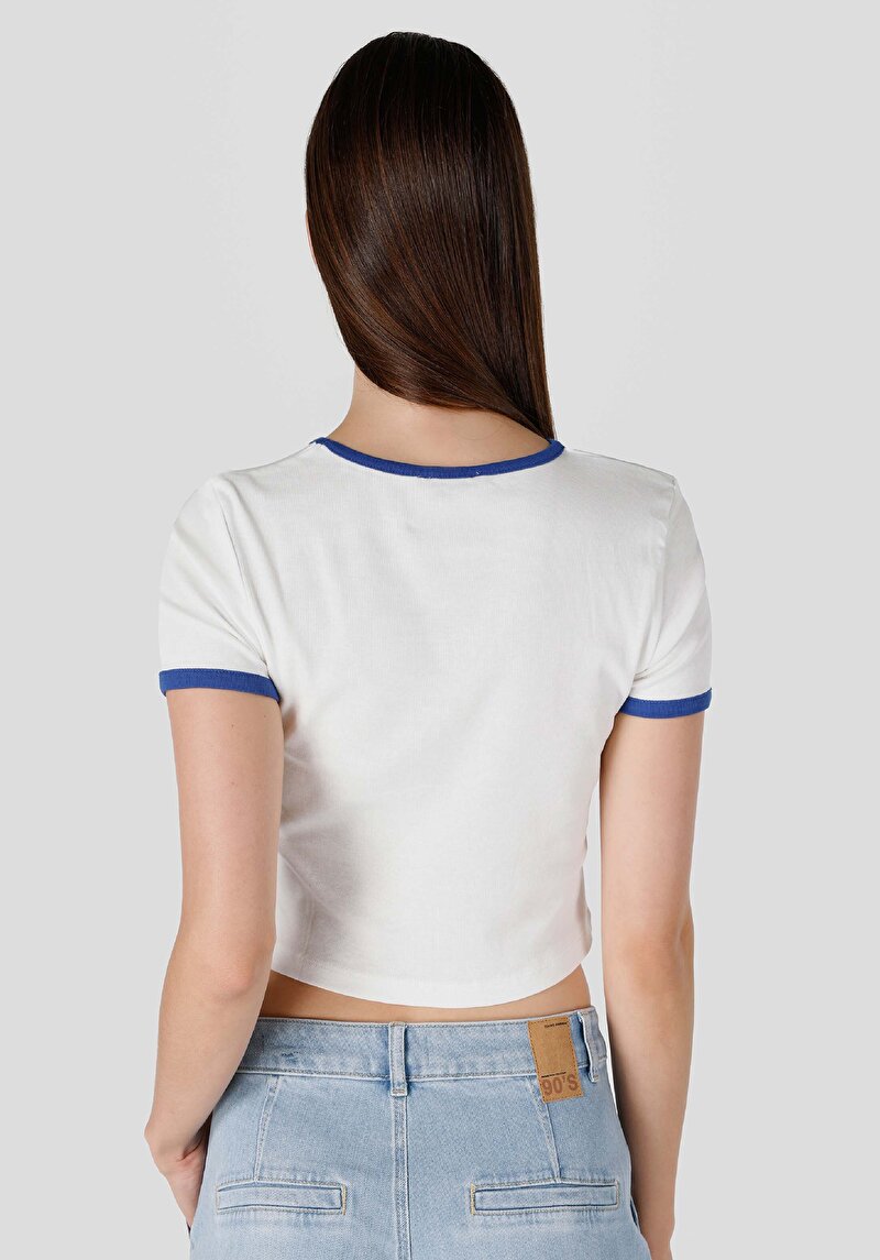 Imagine a Tricou Cu Maneca Scurta De Dama Alb Slim Fit Cl1065183