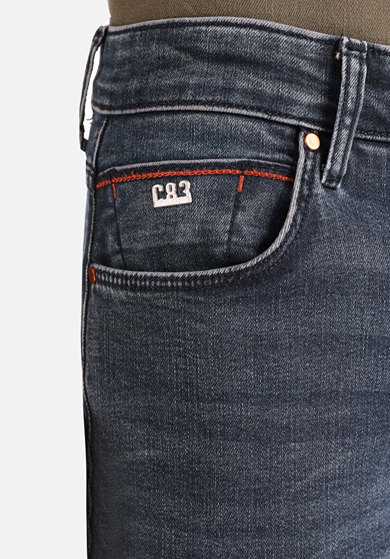 Afișați detalii pentru Slim Fit Talie Joasă Picior Îngust Blugi İndigo Închis Pentru Bărbați