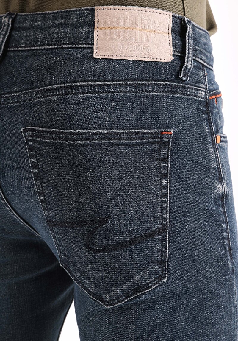 Afișați detalii pentru Slim Fit Talie Joasă Picior Îngust Blugi İndigo Închis Pentru Bărbați