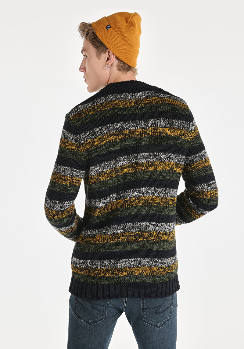 Imagine a Pulover Multicolor Pentru Bărbați Regular Fit Round Neck Jacquard