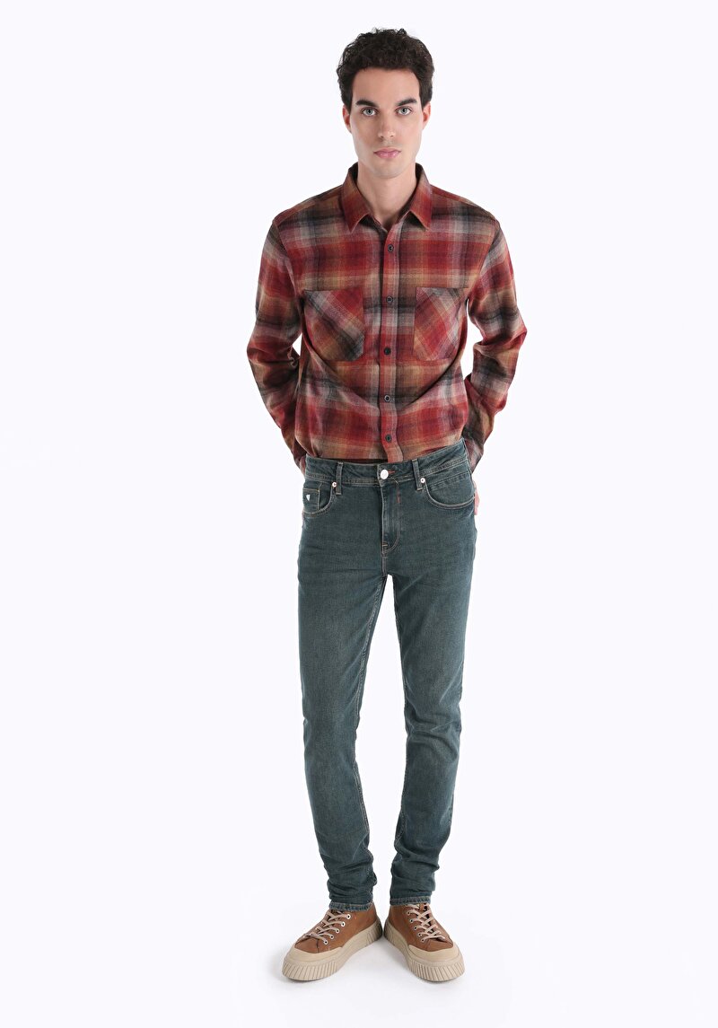 Afișați detalii pentru Blugi Verzi Pentru Bărbați Cu Talie Dreaptă Cu Talie Dreaptă