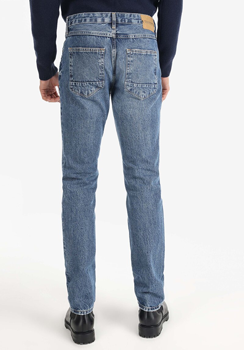 Afișați detalii pentru Blugi İndigo Pentru Bărbați Cu Talie Dreaptă Cu Talie Dreaptă