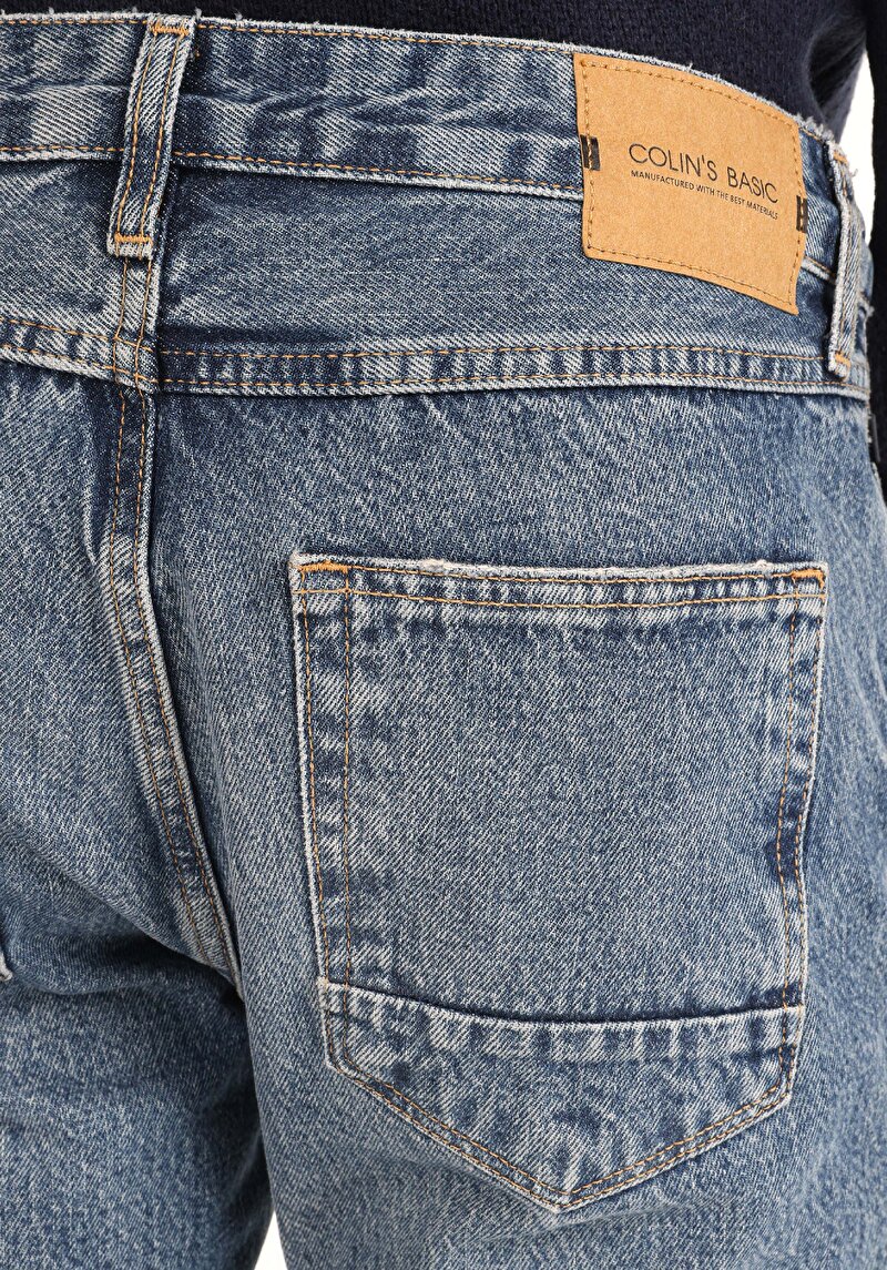 Afișați detalii pentru Blugi İndigo Pentru Bărbați Cu Talie Dreaptă Cu Talie Dreaptă