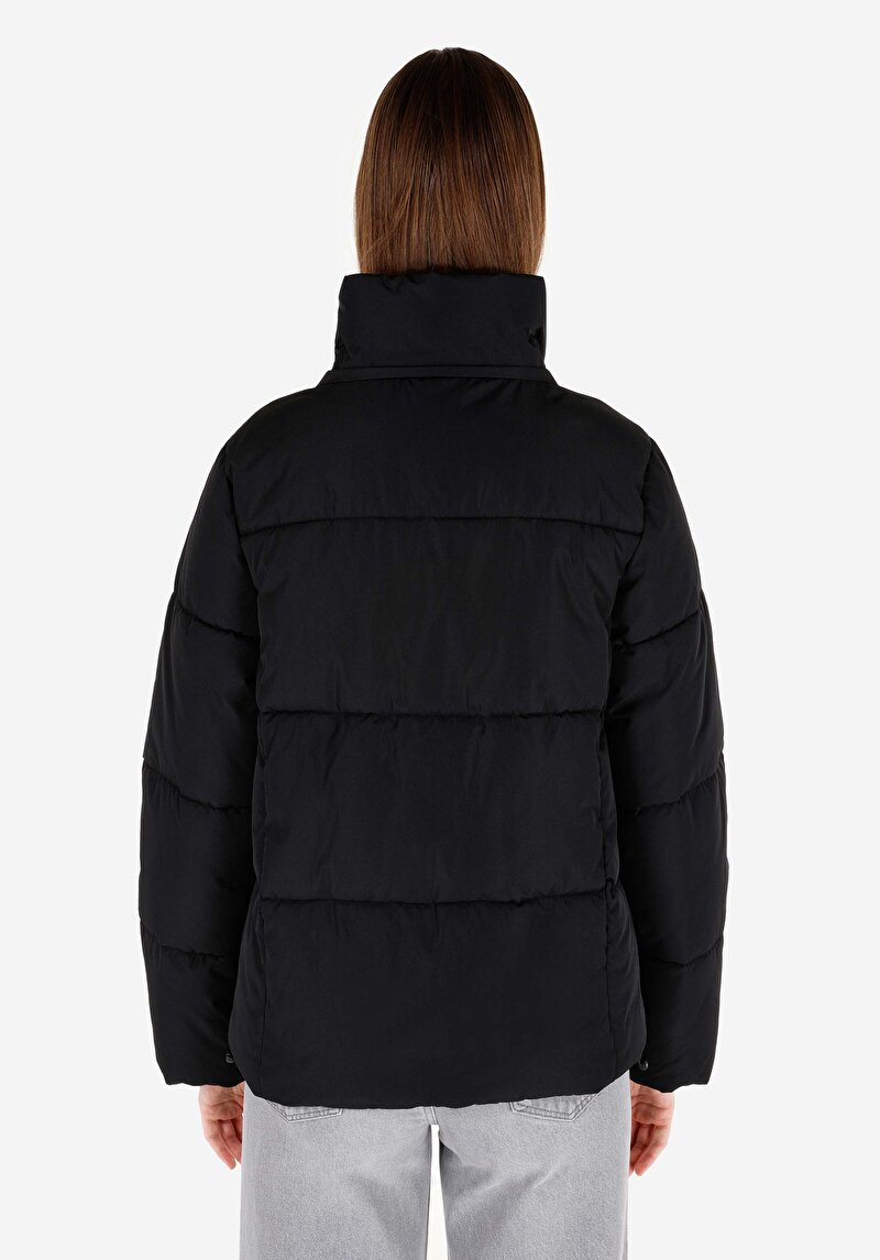 Afișați detalii pentru Regular Fit Cu Glugă Cu Fermoar Căptușit Pentru Femei Palton Negru