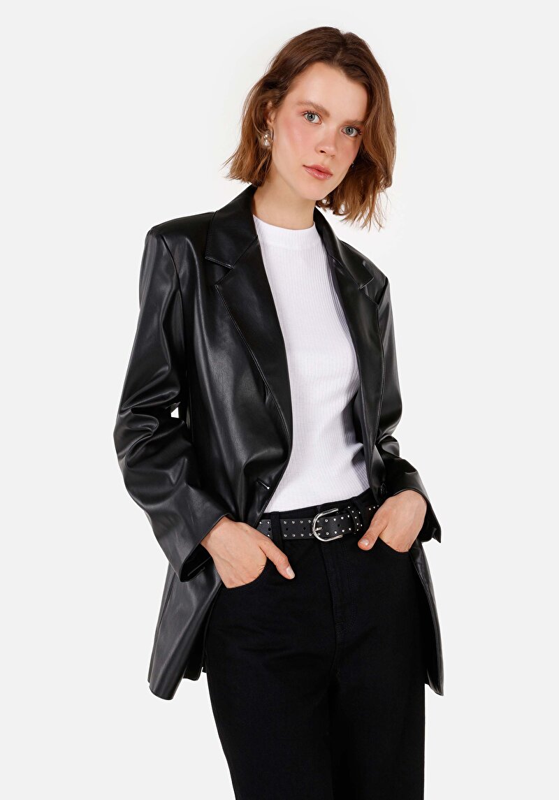 Imagine a Jacheta De Dama Negru Regular Fit  Cl1070369